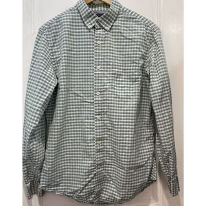 Banana Republic Slim Fit Green, White, Blue Plaid Long Sleeve Button Down M